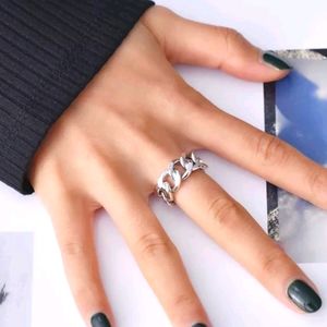 Sterling Silver 925 Curb Link Chain Ring